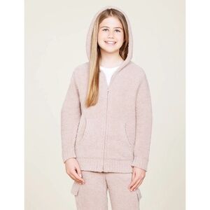 BAREFOOT DREAMS COZY CHIC YOUTH HOODIE FULL ZIP POCKETS LOUNGE SCHOOL FUZZY L